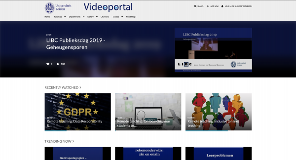 De Videoportal (Kaltura MediaSpace) interface